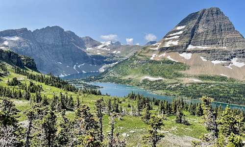 Scenic views over glacier national park, many lakes